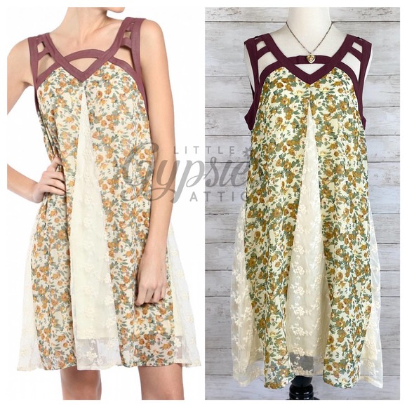 Ryu 70s Cage Flowers and Lace Midi Dress - Picture 10 of 12